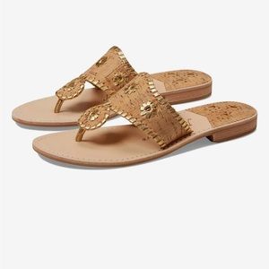 Jack Rodger’s cork and gold sandal